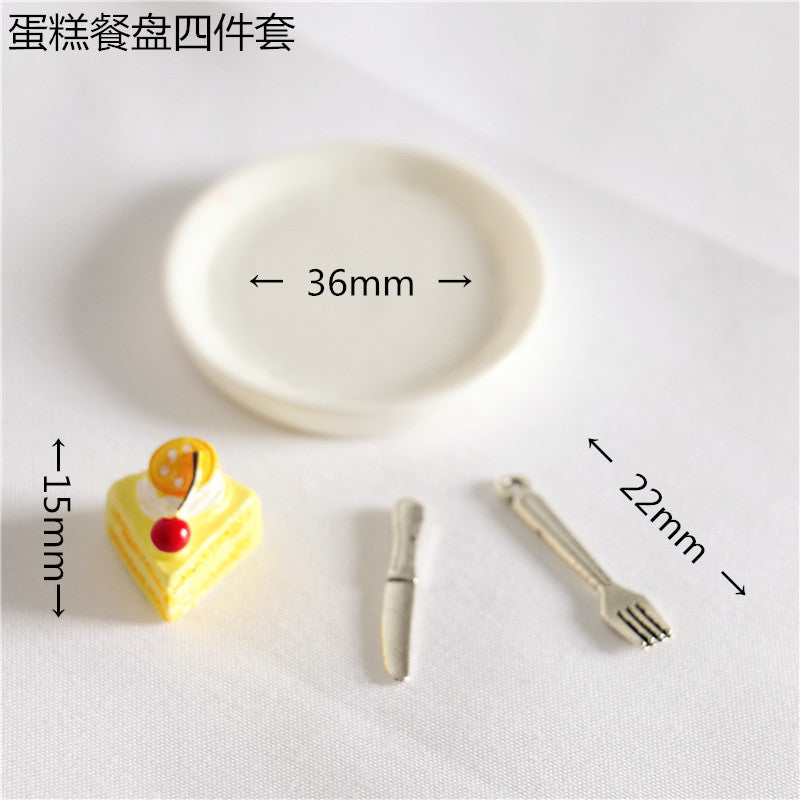 1/12 Miniature Cake Plate Set, Cute Dollhouse Dessert Food Toy, Tiny Resin Afternoon Tea Ornament for OB11 Blythe Dollhouse Accessory