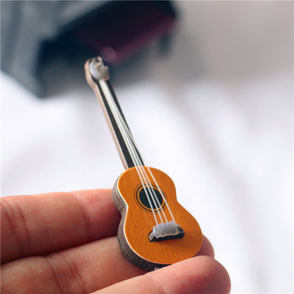 1/12 Miniature Guitar Model Set, Dollhouse Wooden Classical Electric Guitar, Music Decor for OB11 Blythe Barbie