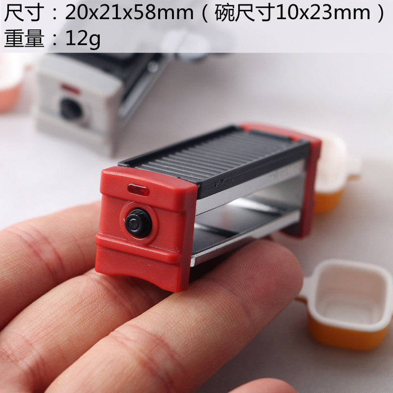 1/12 Miniature BBQ Grill Toy, Cute Dollhouse Kitchen Raclette Maker, Tiny Play Food Tabletop Roaster Ornament for OB11 Blythe Accessory