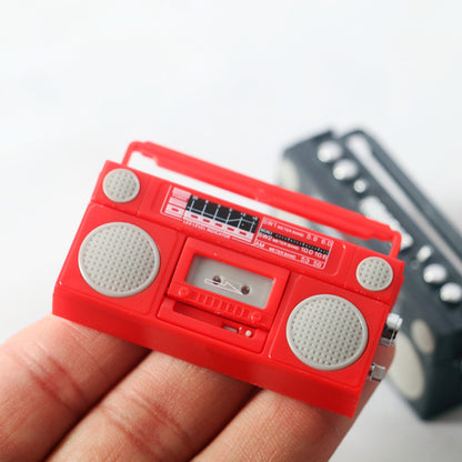 1/12 Miniature Retro Radio Model, Vintage Dollhouse Boombox Cassette Player, Tiny Desktop Ornament Prop for OB11 Blythe Figure Scene
