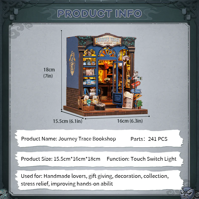 Journey Trace Bookshop | DIY Book Nook Miniature Kit